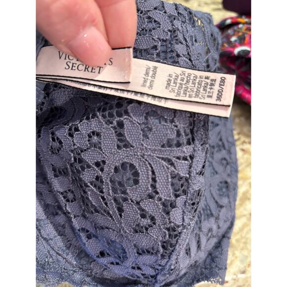 Body By Victoria Secret Bra 36DD Lined Demi Blue Lace Multiway Coquette Push Up - Picture 2 of 7